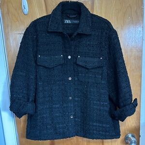 Zara Women's Black Tweed Shacket